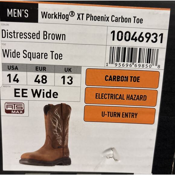 Ariat Men's Workhog Xt Phoenix Carbon Toe Work Boot Distressed Brown 14 EE Wide - Picture 12 of 12